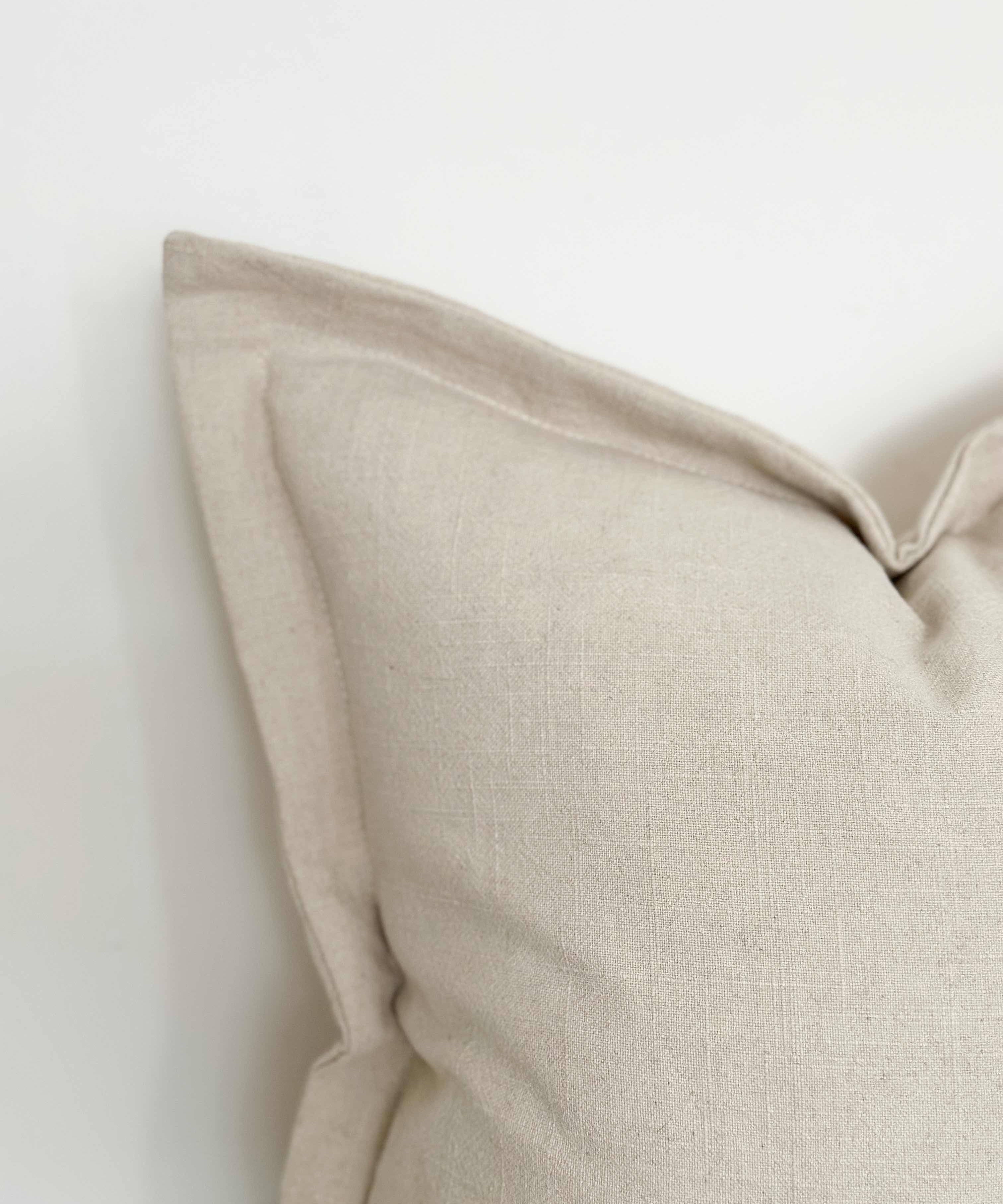 Oxford Edge Linen Blend Cushion in Sand 53x53cm