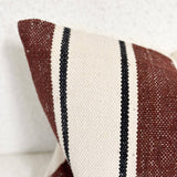 Plum & Cream Stripe Cotton Cushion 50x30