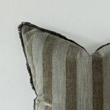 Olive Stripe Cushion Fringe Edge 45x45