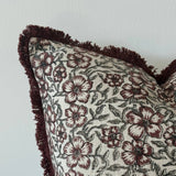 Burgundy Floral Cushion Cover 45x45
