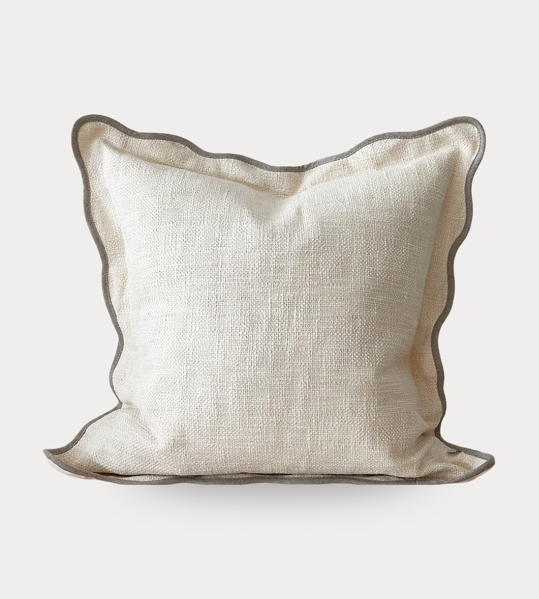Cream & Greige Scallop Edge Cushion