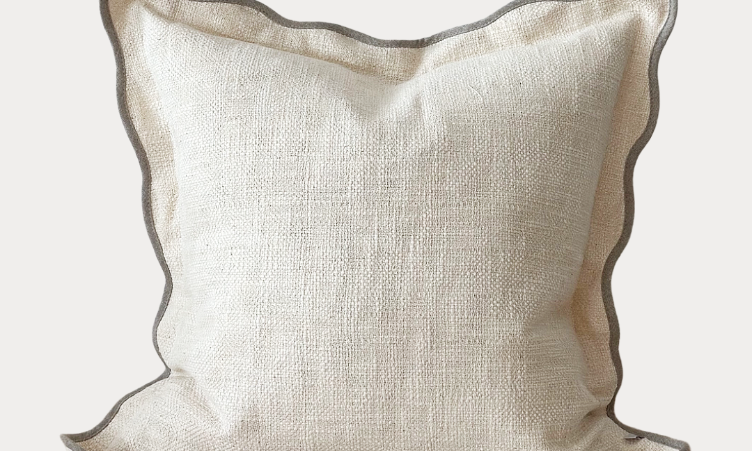 Cream & Greige Scallop Edge Cushion
