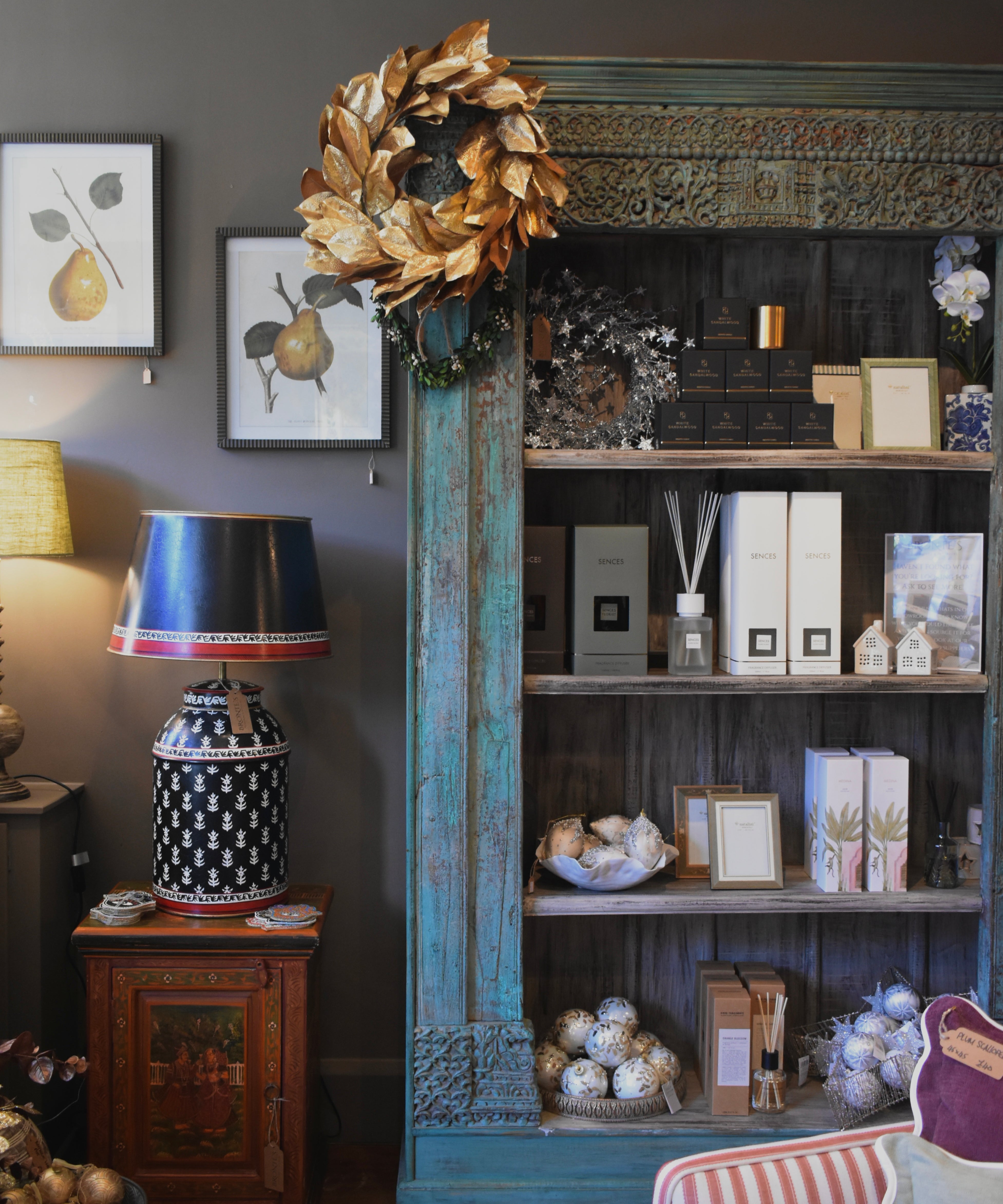 Antique Indian Teal Bookcase