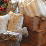 Cream Striped Linen Cushion