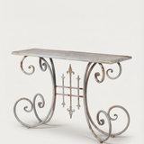 Distressed White Iron Console Table