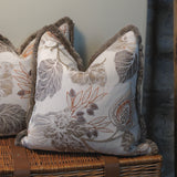 Floral Patterned Beige and Orange Cushion 53x53