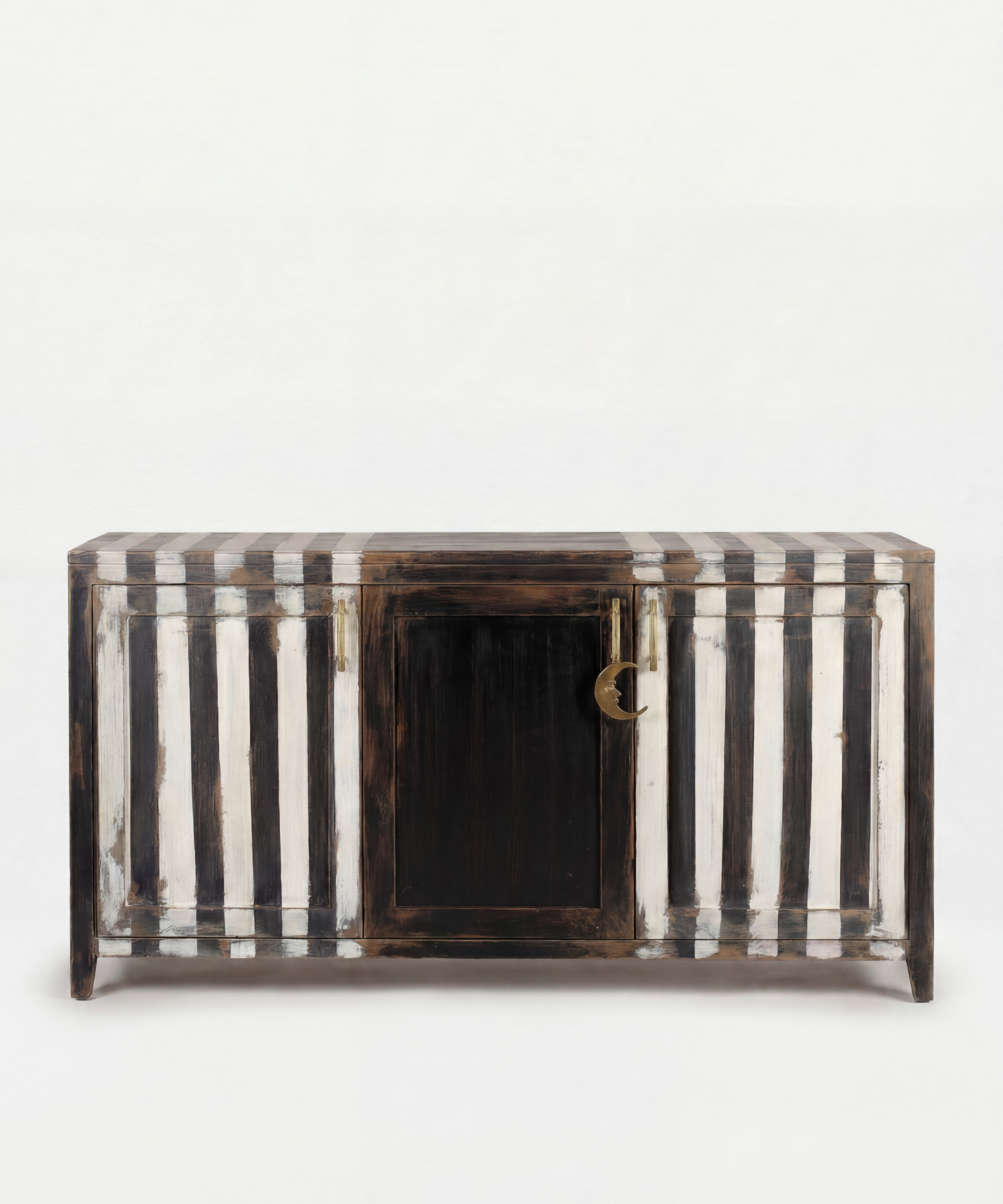 Black & White Stripe Console Cupboard