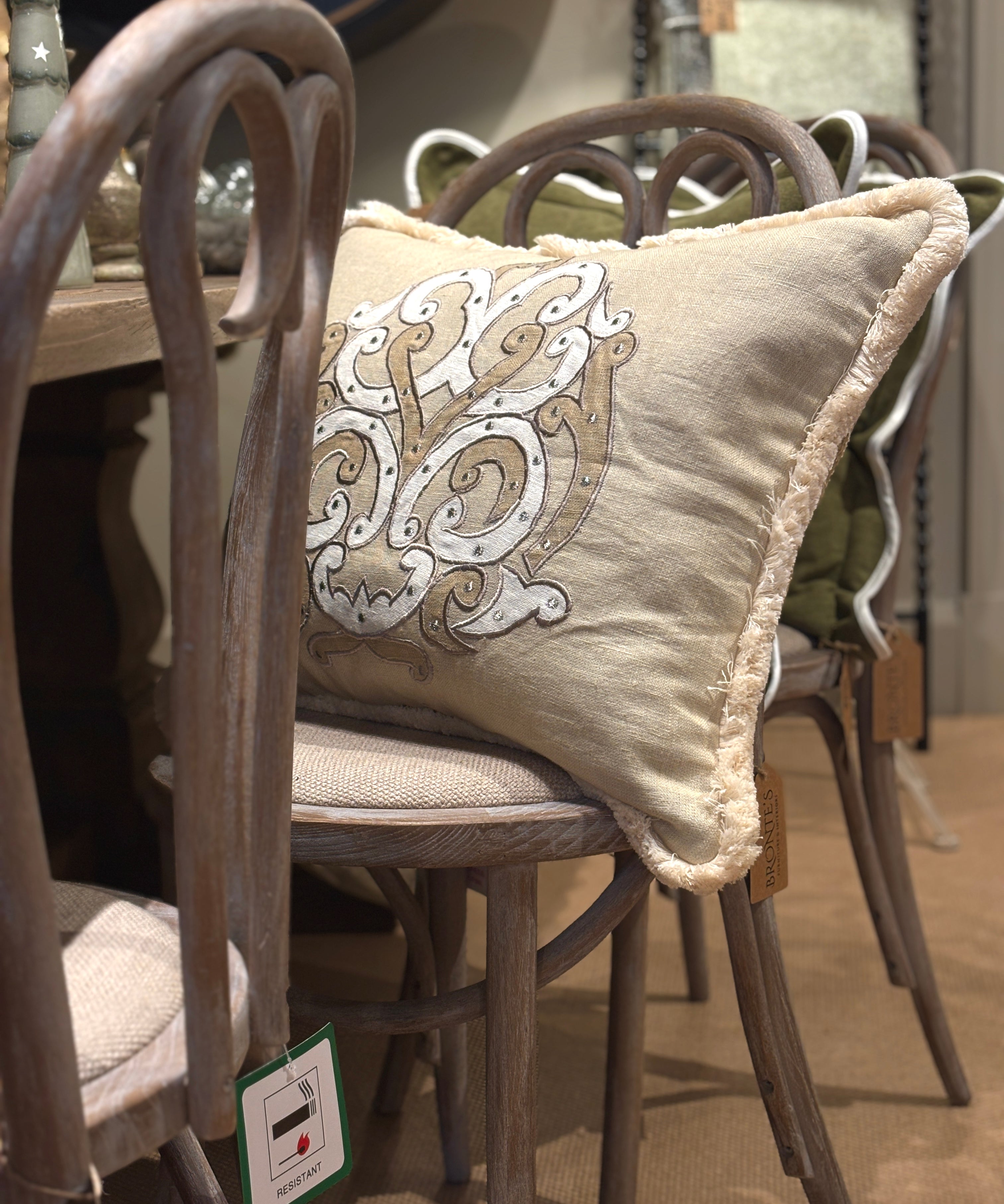 Baroque Pattern Cushion Cream