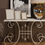 Distressed White Iron Console Table