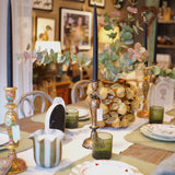 Wooden Candle Stick Holder 12" | Black and Gold Leaf