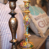 Wooden Gold Floral Candle Stick Holder 12"