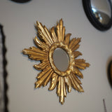 Small Sunburst Antique Gold Framed Wall Mirror