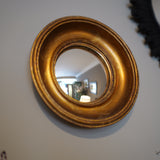 Antiqued Gold Deep Framed Small Convex Mirror