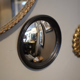 Antiqued Black Rounded Framed Medium Convex Mirror