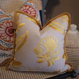 Golden Trim Floral Cushion