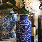 Large Cobalt Trellis Vase Chinoiserie