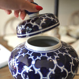 Bulbous Trellis Chinoiserie Jar
