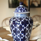Tall Bulbous Trellis Chinoiserie Jar