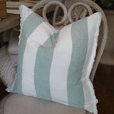 Frayed Edge Wide Teal Striped Cushion 45x45