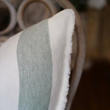 Frayed Edge Wide Teal Striped Cushion 45x45