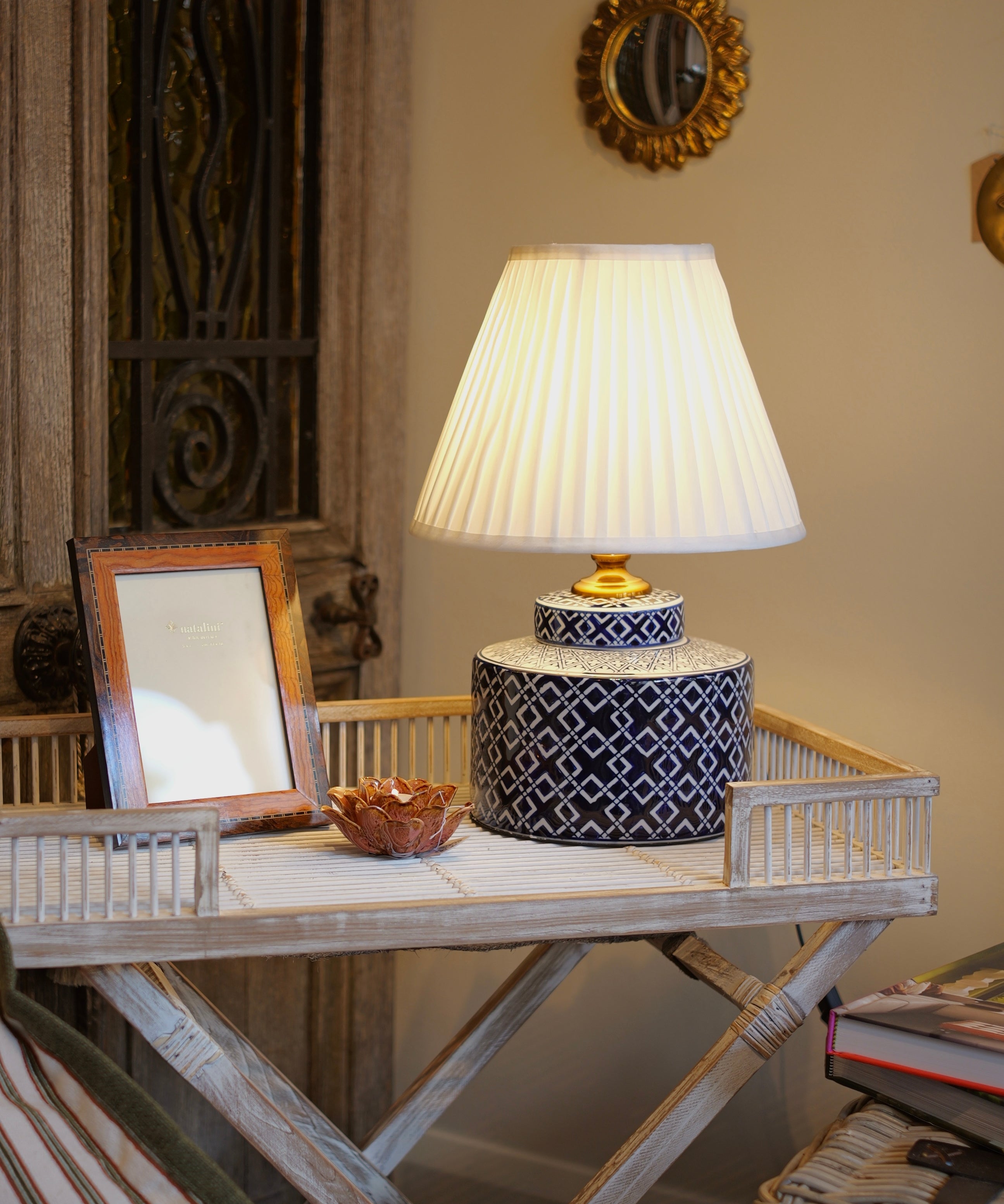Bamboo Foldable Side Table in Whitewash