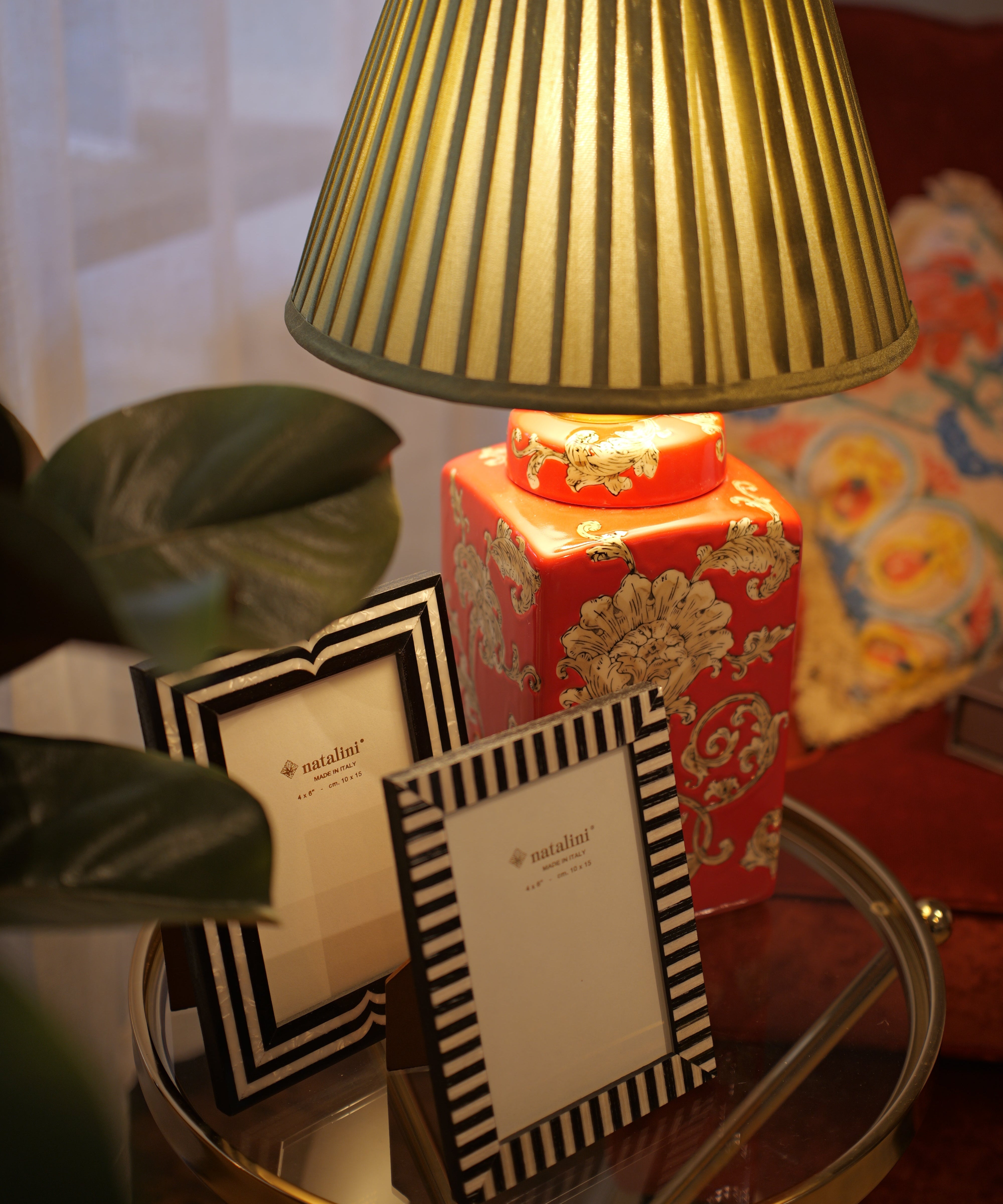 Olive Green Sateen Pleated Lamp Shade - 30cm