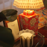 Neutral Patterned Scalloped Edge Lamp Shade - 30cm