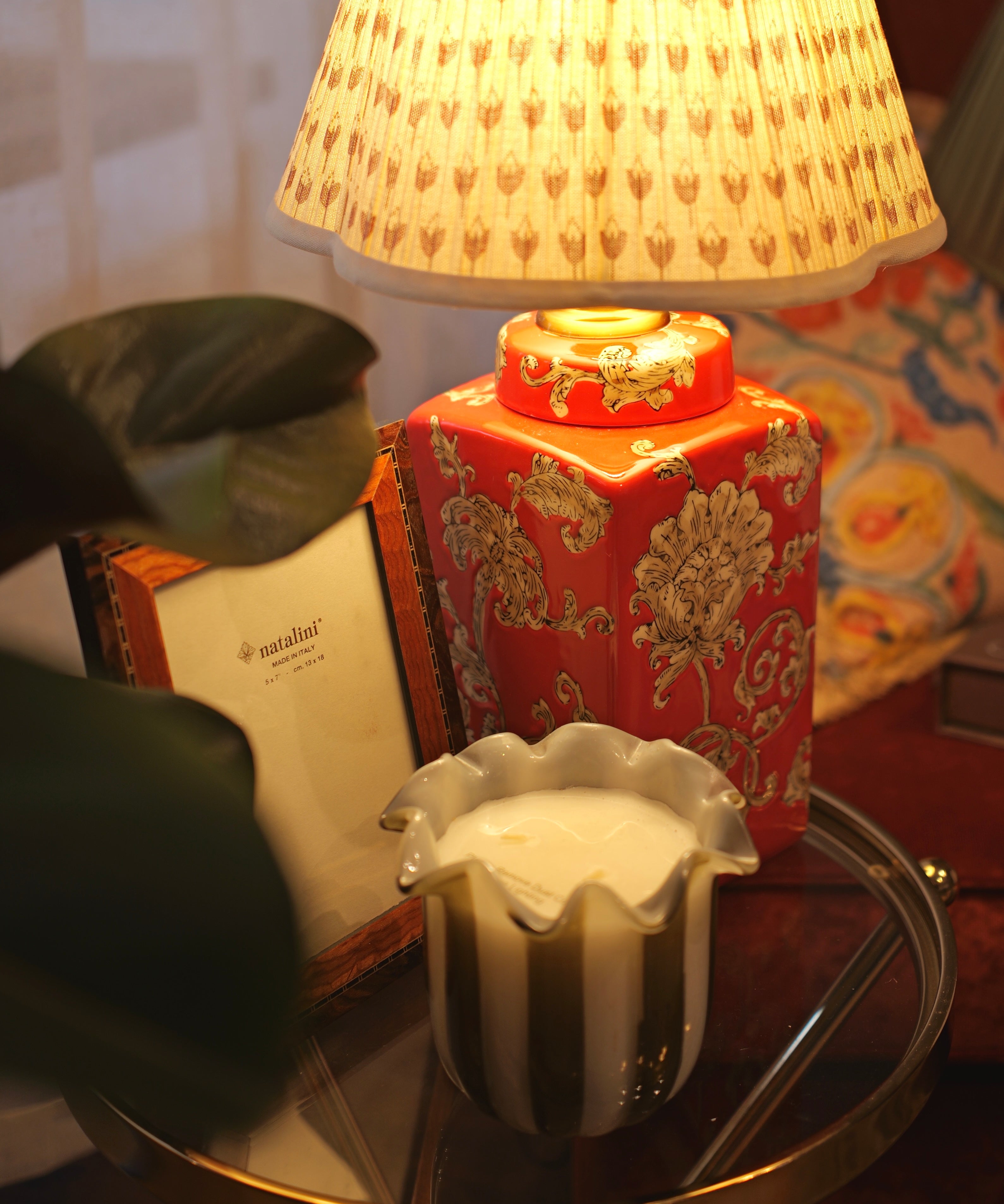 Neutral Patterned Scalloped Edge Lamp Shade - 30cm