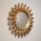 Small Antiqued Gold Ornate Framed Convex Mirror