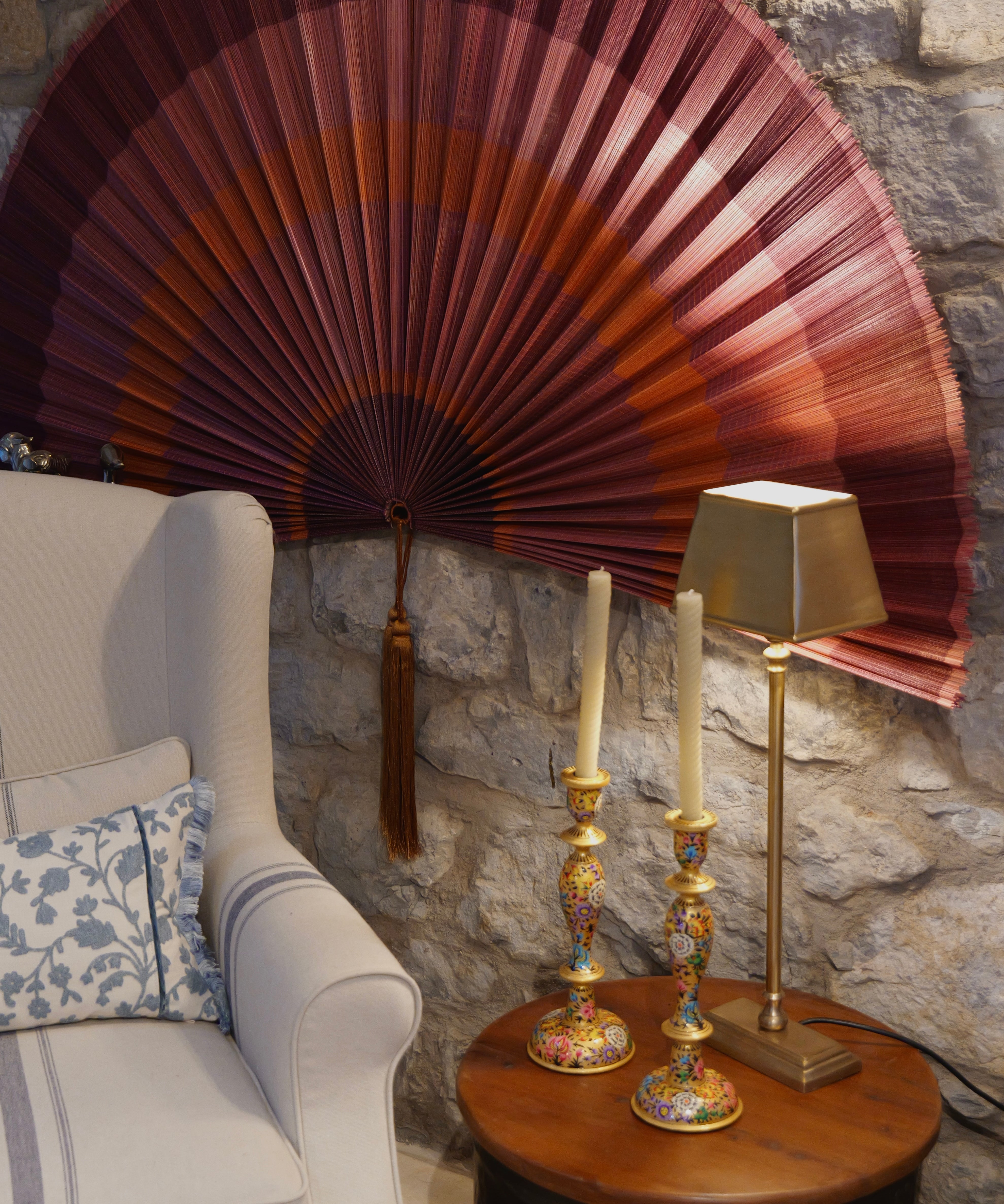 Burgundy and Burnt Orange Wall Fan