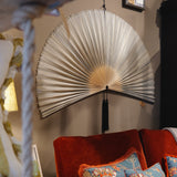 Large Decorative Bamboo Wall Fan - Black & Neutral