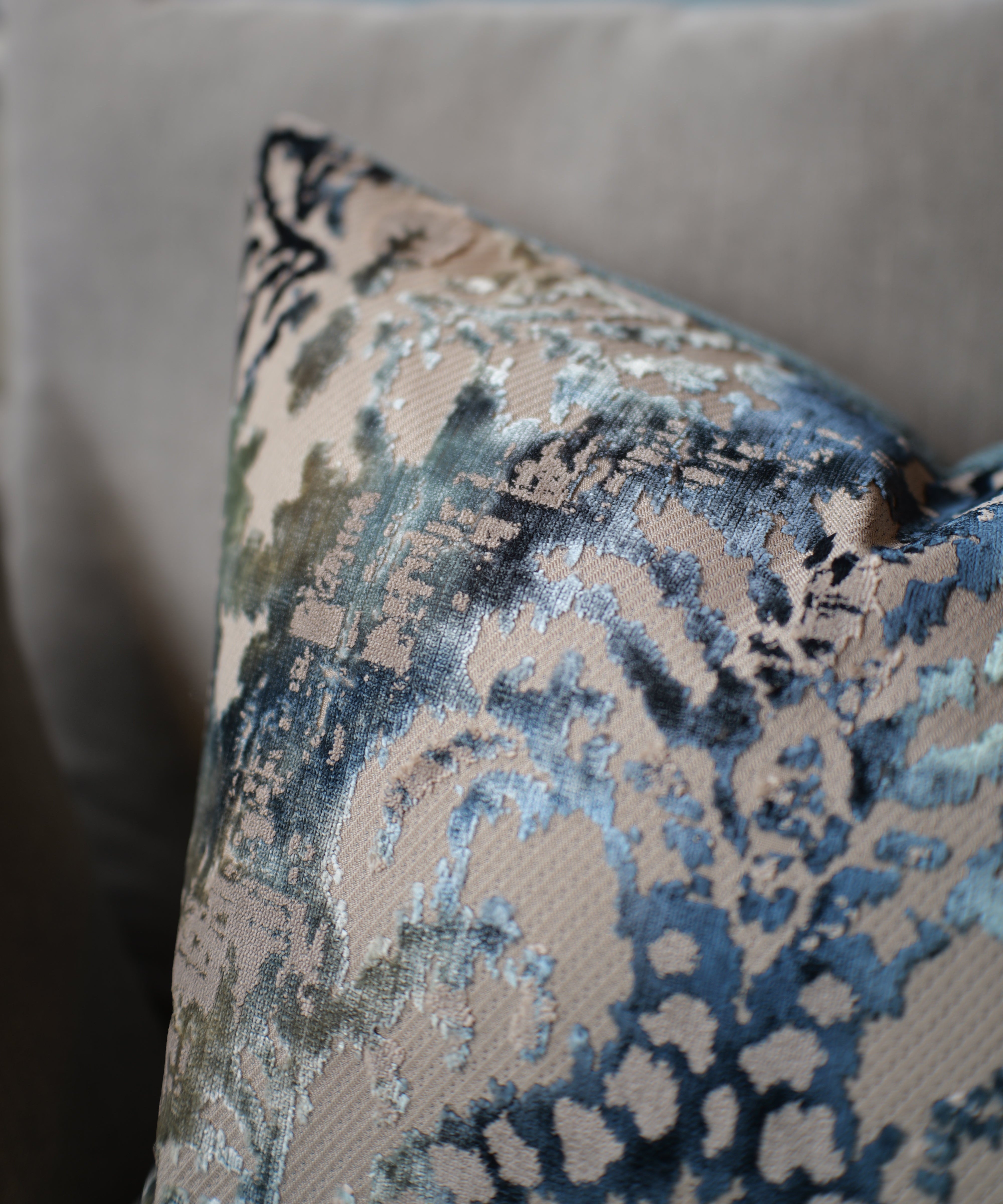Blue Velvet Baroque Cushion Cover 53cm x 53cm
