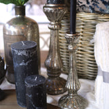 Large Rustic Antiqued Silver Glass Candle Holder