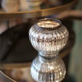 Silver Finish Glass Tea-Light Holder