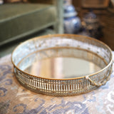 Mirrored Round Tray with Patina