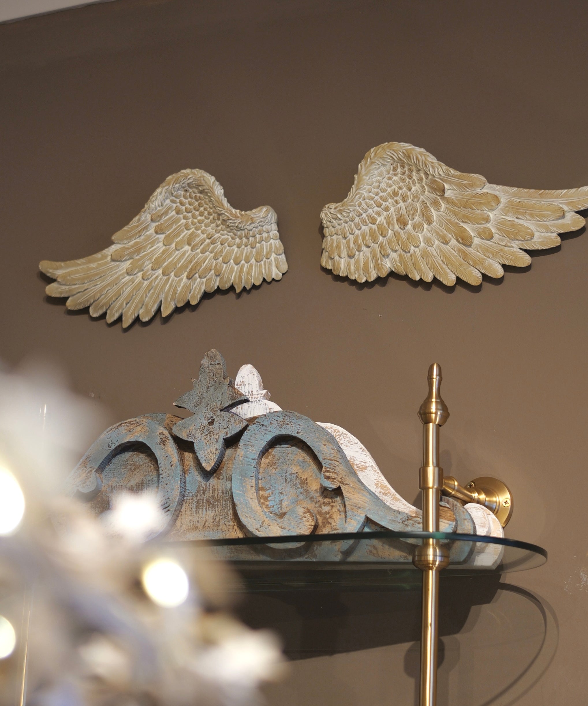 Large Cream Angel Wings Decorative Wall Sculpture