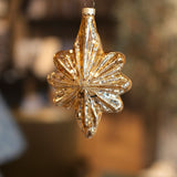 Gold Glass Star Bauble with Glitter