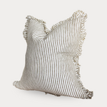 Ruffled Linen Olive Stripe Cushion