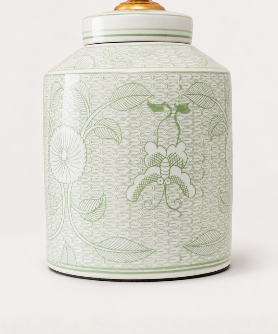 Sage Floral Ceramic Ginger Jar Lamp Base - Pick'n'mix