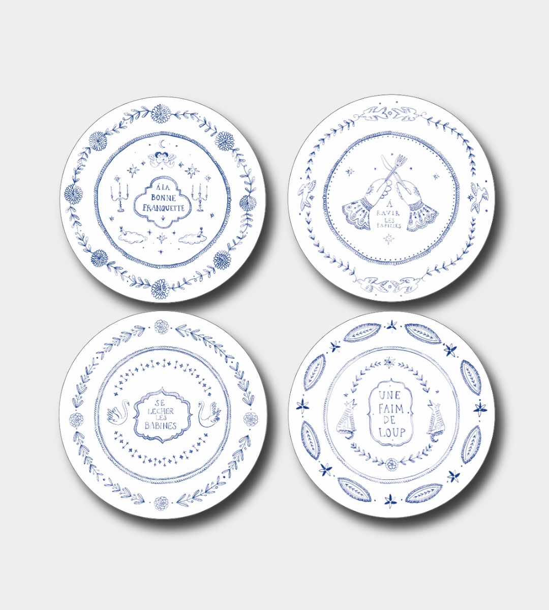 Set of 4 French Dessert Plates