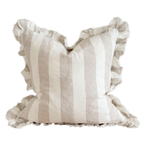 Cream Striped Linen Cushion