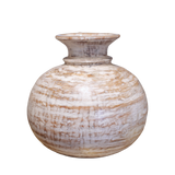 Antique Indian Wooden Grain Pot (Limed)