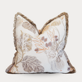 Floral Patterned Beige and Orange Cushion 53x53