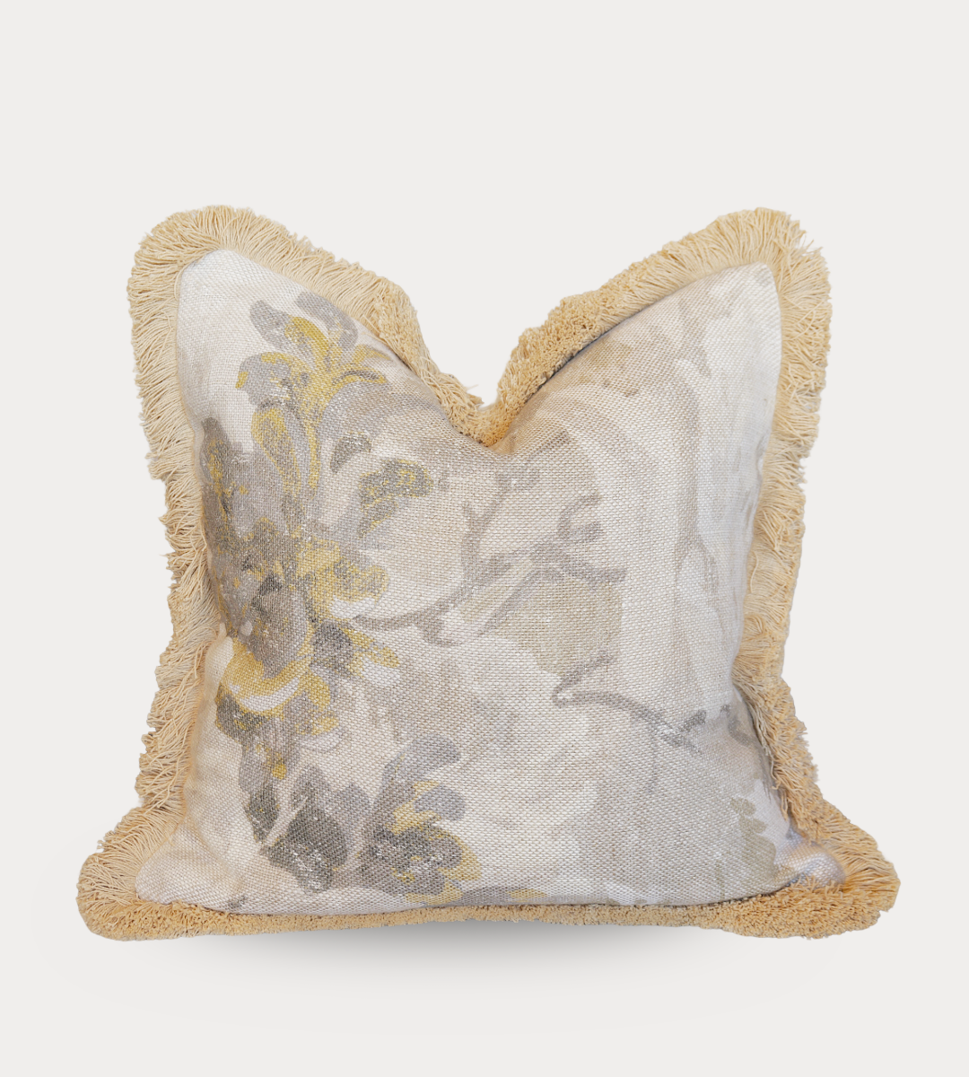 Fringe Edge Floral Patterned Cushion 45x45