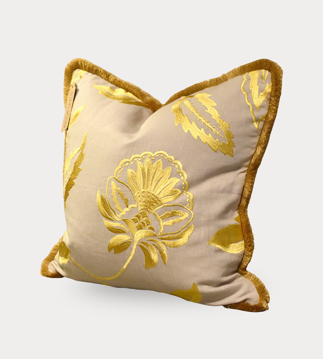 Golden Trim Floral Cushion