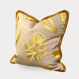 Golden Trim Floral Cushion