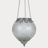 Lrg Hanging Glass Tea Light Holder Moroccan Style Metal