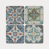Indigo Patterned Tile Coasters (x4)