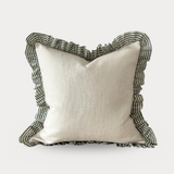 Green and Cream Ruffle Cushion 45x45cm