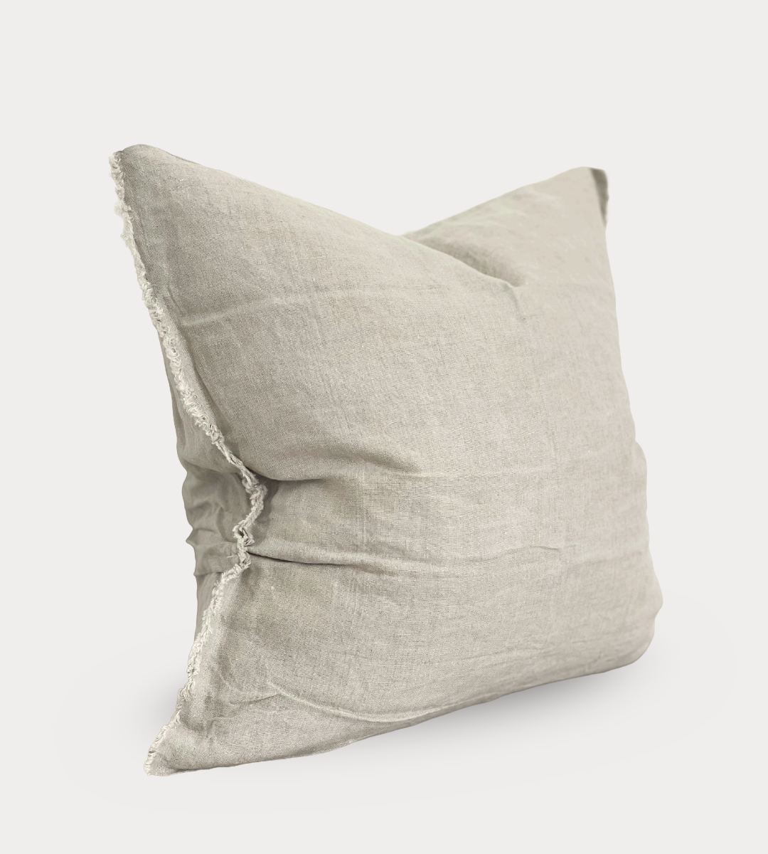 Esmee Linen Cushion Cover 53x53 – Frayed Edge Natural Beige